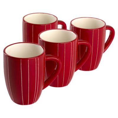 Tu Strada Pipette Stripe Mug 4 Pack Red