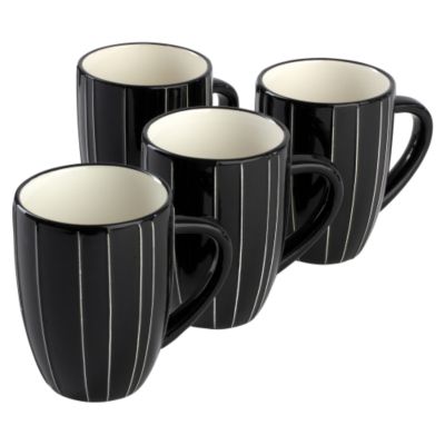 Tu Strada Pipette Stripe Mug 4 Pack Black