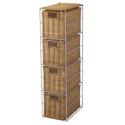 Rattan 4 Drawer Unit Honey