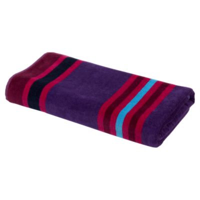 Christy Riviera Stripe Beach Towel Plum