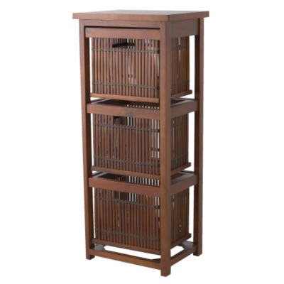 Slatted Bamboo Unit 3 Drawer dark Stain