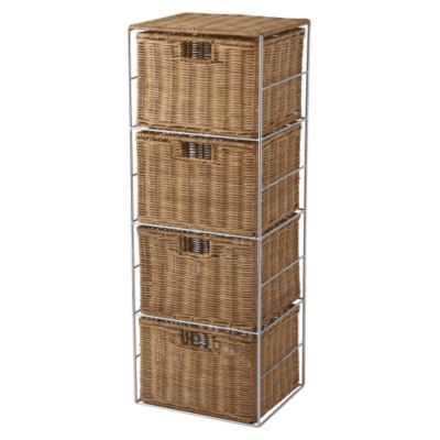 Rattan 4 Wide Drawer Unit Honey