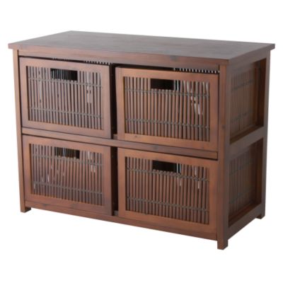 4 Drawer Slatted Bamboo Unit Dark Stain