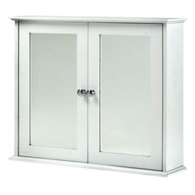 Tu Wood Double Mirrored Door Cabinet White