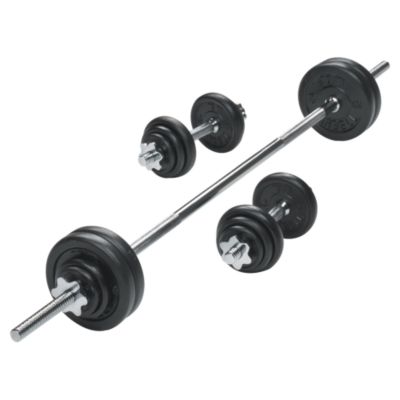 York 50kg Cast Iron Barbell and Dumbbell Set