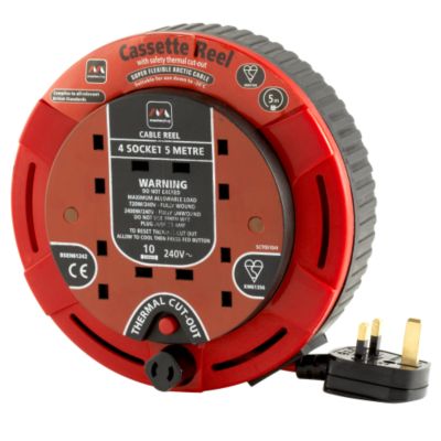 Masterplug 5m 4-way Cassette Reel Extension Cable