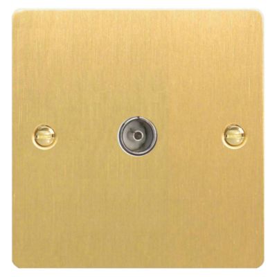 D and T Brushed Brass Co-axial Socket