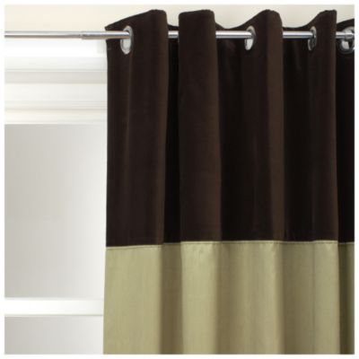 Tu Contrast Faux Silk/Velvet Eyelet Curtains