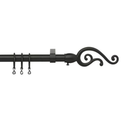 Unbranded Tu Black Metal Curtain Pole with Swirl Finial