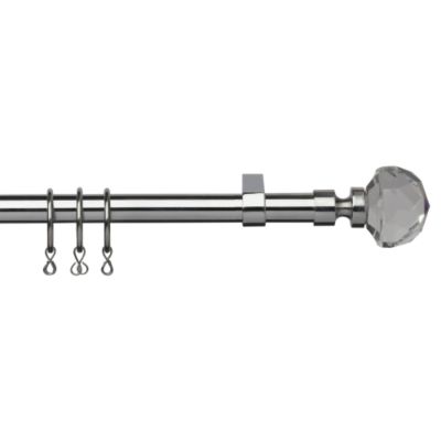 Statutory Tu Chrome Effect Curtain Pole with Glass Finial