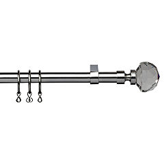 Unbranded Tu Chrome Effect Curtain Pole with Glass Finial