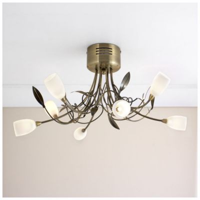 Statutory Tu Leaf 7 Light Ceiling Fitting Antique Brass