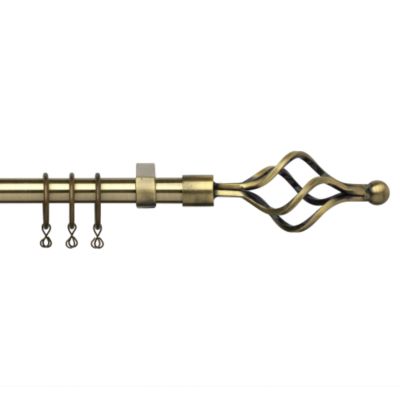 Statutory Tu Antique Brass Effect Curtain Pole with Cage