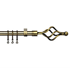 Statutory Tu Antique Brass Effect Curtain Pole with Cage