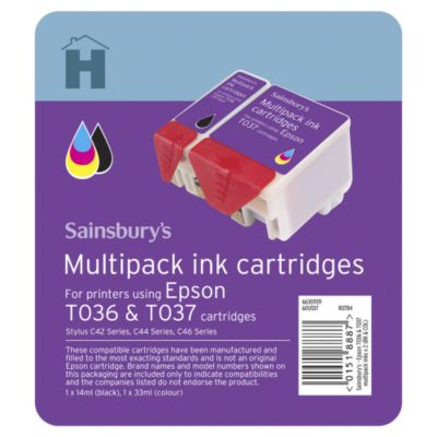 Sainsbury's Epson T036 and T037 Black and Colour Ink Cartridge Multipack