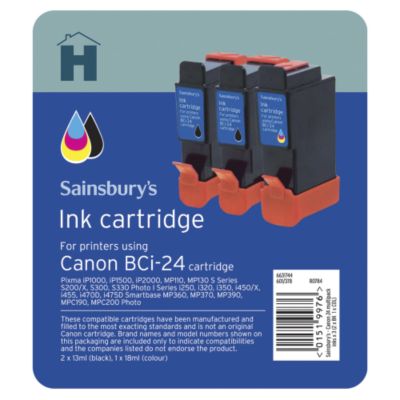 Sainsbury's Canon BCI-24 Black and Colour Ink Cartridge Multipack