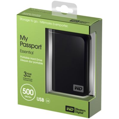 Western Digital My Passport Essential 500GB Portable Hard Drive Black