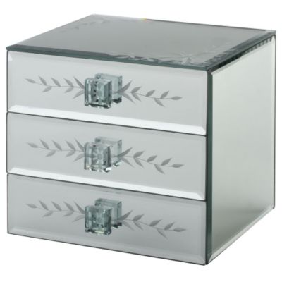 Statutory Tu Floral Engraved Mirrored Three Drawer