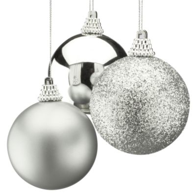 Sainsburys 60mm Shatterproof Silver Baubles