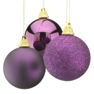 Sainsburys 60mm Shatterproof Purple Baubles