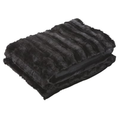 Unbranded Tu Black Ribbed Faux Fur Throw Statutory