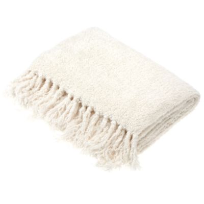 Unbranded Tu Cream Cropped Chenille Throw Statutory