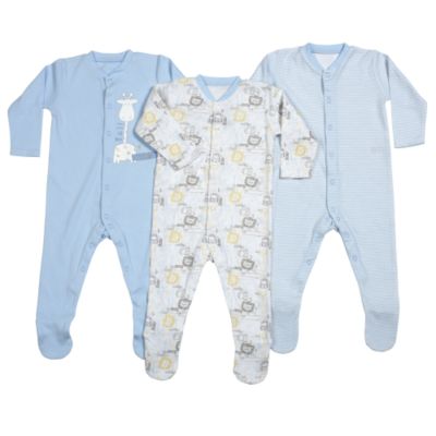Boys' Sleepsuits 3-pack White and Blue