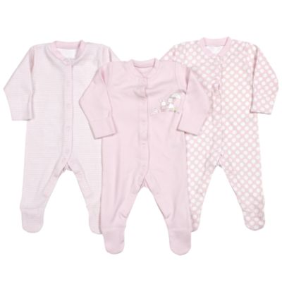 Girls' Sleepsuits 3-pack Pink and White