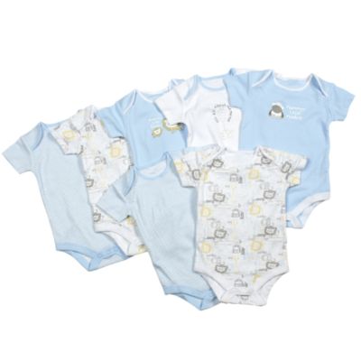 Short Sleeve Bodysuits 7-pack Blue and White