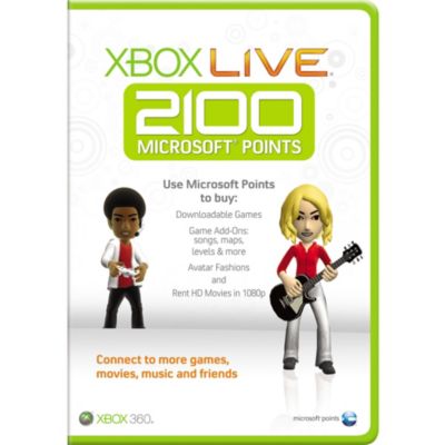 Unbranded Xbox Live 2,100 Microsoft Points Card Statutory