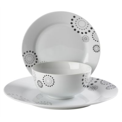 Tu 12-piece Black Dot Porcelain Dinner Set
