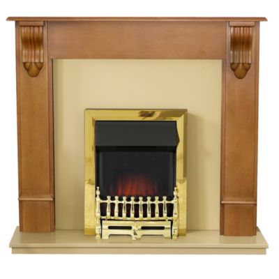 Statutory Victorian Corbel Ivory Electric Fireplace Suite