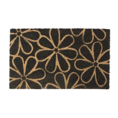 Primeur Stencilled PVC Coir Flowers Mat 45x75cm