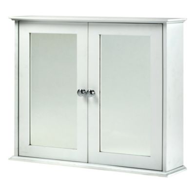 Tu Wood Double Mirrored Door Cabinet White