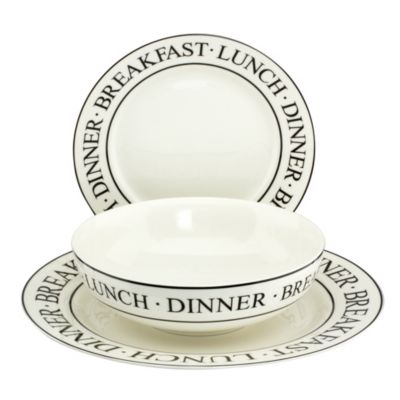 Tu Script Black & Cream Porcelain 12-piece Dinner Set