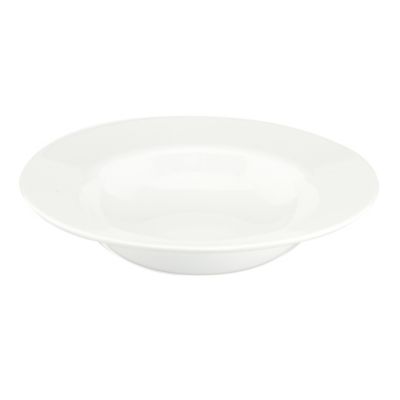 Tu White Earthenware Rimmed Pasta Bowl