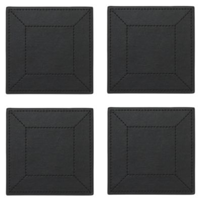 Tu 4-pack Faux Leather Coasters Black
