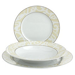 Statutory Tu Scroll Design Porcelain 12-piece Dinner Set