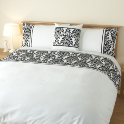 Tu Black Damask Flock Bed Linen Set