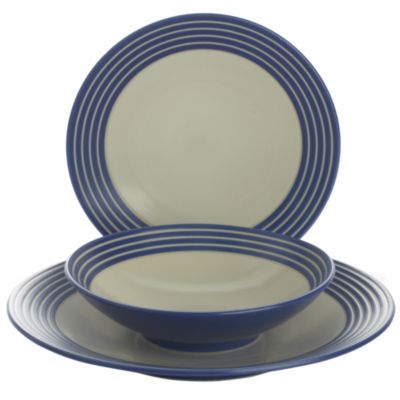 Statutory Denby Intro Stripes 12-piece Dinner Set Blue