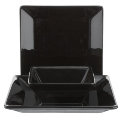 Statutory Tu Square Black Earthenware 12-piece Dinner Set