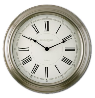 London Design Pewter Finish Wall Clock