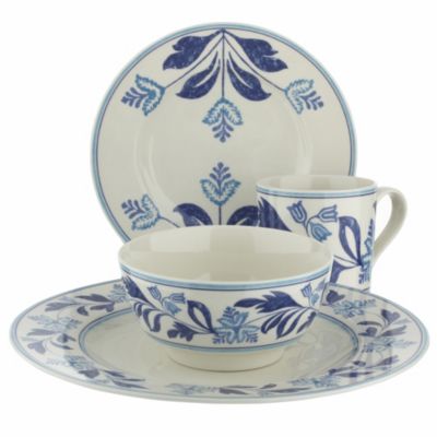 Statutory Johnson Brothers Blue Fern 24-piece Dinner Set