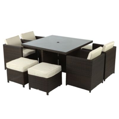 Polyrattan Cube 4-seater Garden Furniture Set