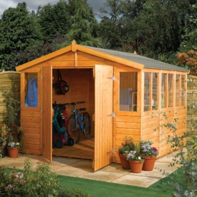 Rowlinson Double Door Apex Roof Shiplap Workshop Shed 9x9ft