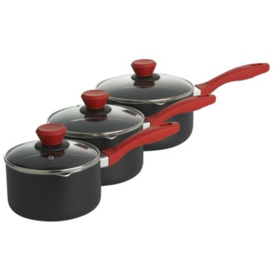 Ready Steady Cook 3-piece Aluminium Set with Red Handles