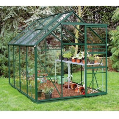 Eden Greenhouse with Safety Glass and Base Green 6x8ft