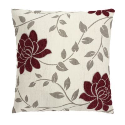 Tu Red Chenille Floral Cushion