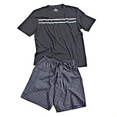 Navy T-shirt and Check Shorts Pyjama Set
