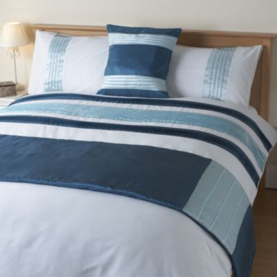 Tu Duck Egg Panel Pintuck Bed in a Bag - includes Duvet Cover, Pillowcase, Runner and Cushion Cover